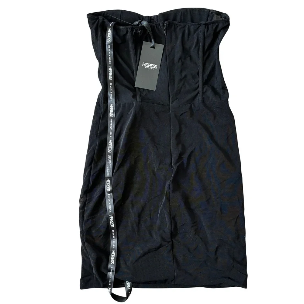 NWT Heiress Beverly Hills‎ Black Strapless Mesh Corset Mini Dress Sz M